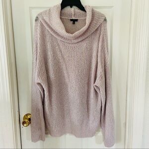 NWOT EXPRESS lavender purple sparkle metallic cowl neck chunky sweater SZ M & L